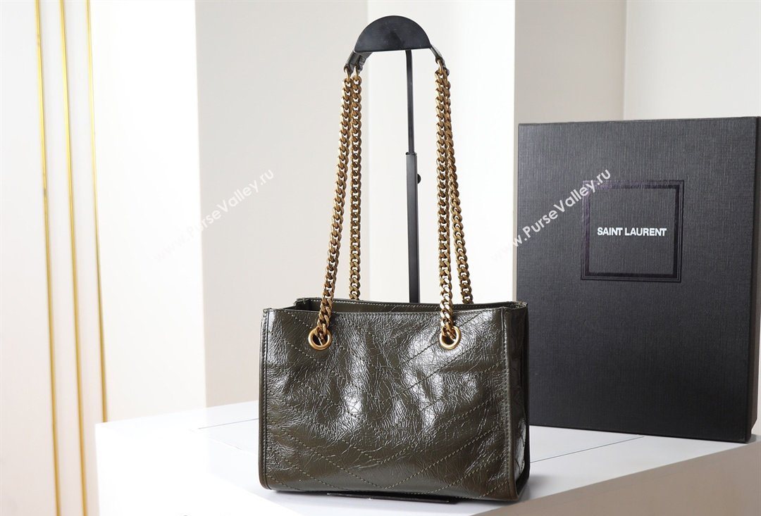 Saint Laurent NIKI small shopping bag in vintage leather Green 2026 872680 (MHUI-260403078)