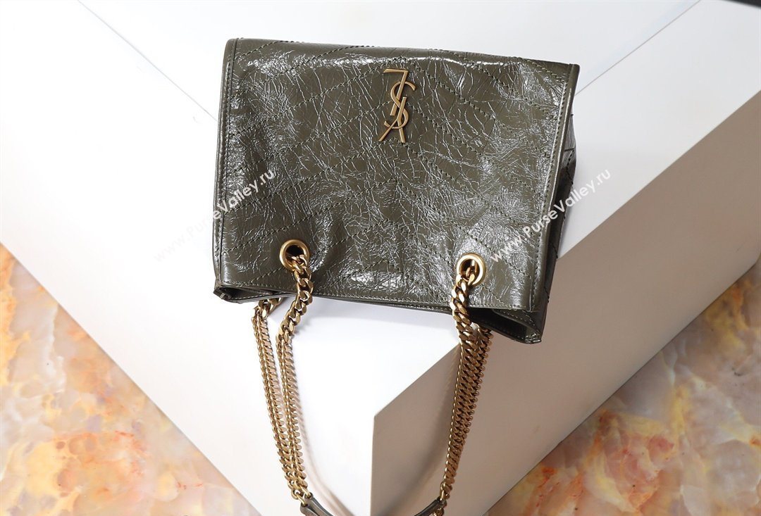 Saint Laurent NIKI small shopping bag in vintage leather Green 2026 872680 (MHUI-260403078)