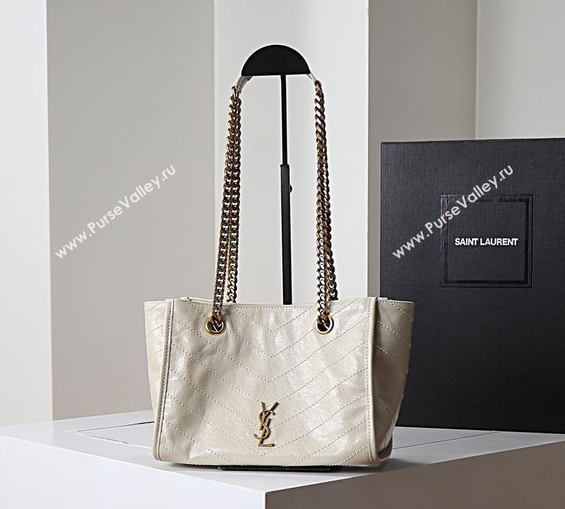 Saint Laurent NIKI small shopping bag in vintage leather White 2026 872680 (MHUI-260403079)