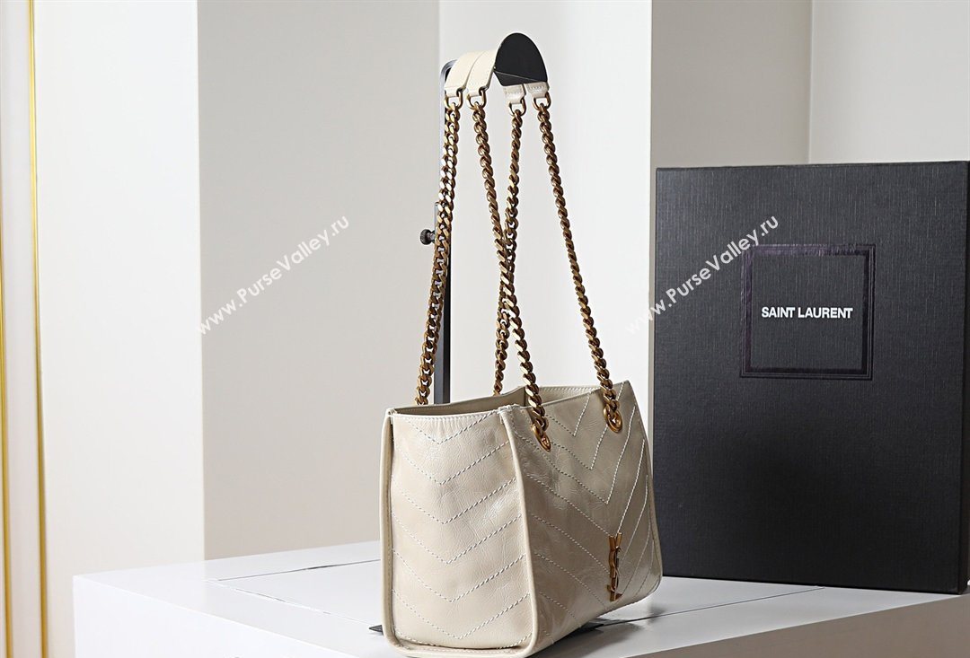 Saint Laurent NIKI small shopping bag in vintage leather White 2026 872680 (MHUI-260403079)