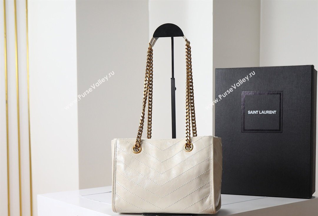 Saint Laurent NIKI small shopping bag in vintage leather White 2026 872680 (MHUI-260403079)