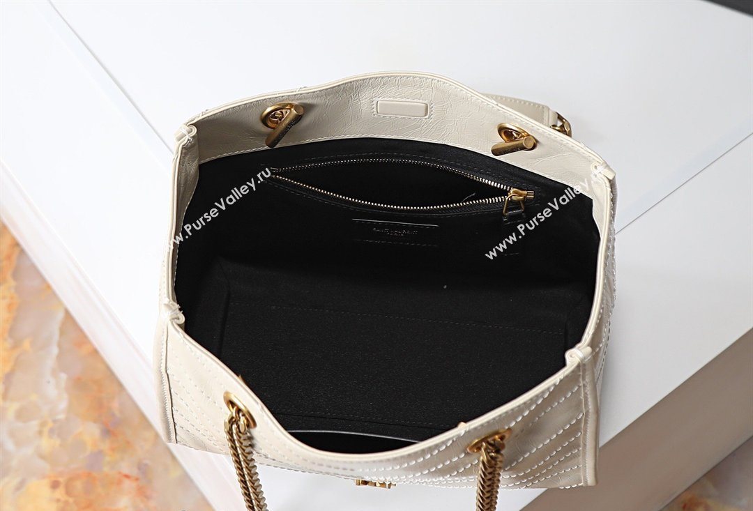 Saint Laurent NIKI small shopping bag in vintage leather White 2026 872680 (MHUI-260403079)