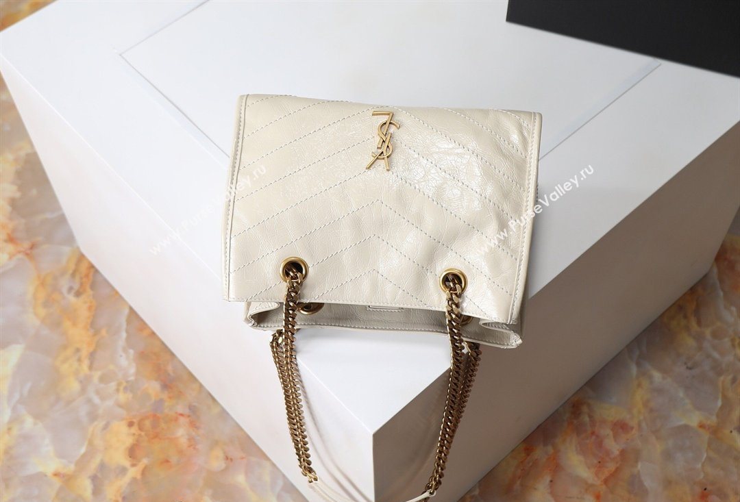 Saint Laurent NIKI small shopping bag in vintage leather White 2026 872680 (MHUI-260403079)