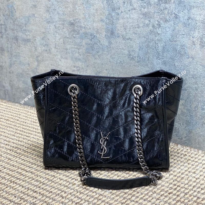 Saint Laurent NIKI small shopping bag in vintage leather Black/Silver 2026 872680 (MHUI-260403080)