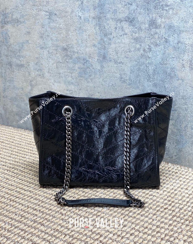 Saint Laurent NIKI small shopping bag in vintage leather Black/Silver 2026 872680 (MHUI-260403080)