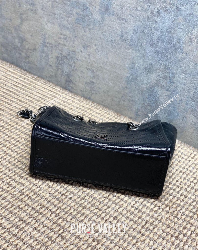 Saint Laurent NIKI small shopping bag in vintage leather Black/Silver 2026 872680 (MHUI-260403080)