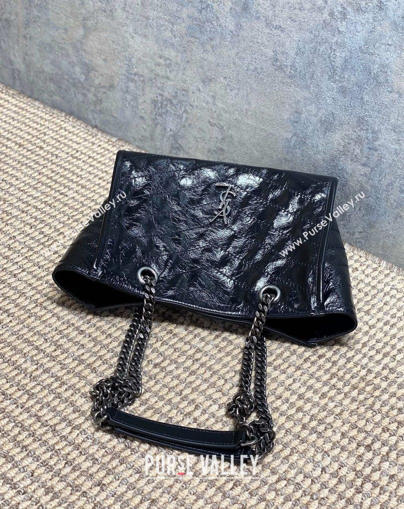Saint Laurent NIKI small shopping bag in vintage leather Black/Silver 2026 872680 (MHUI-260403080)