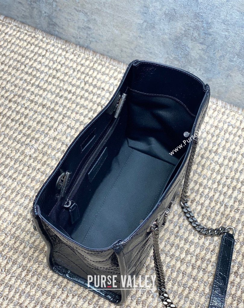 Saint Laurent NIKI small shopping bag in vintage leather Black/Silver 2026 872680 (MHUI-260403080)