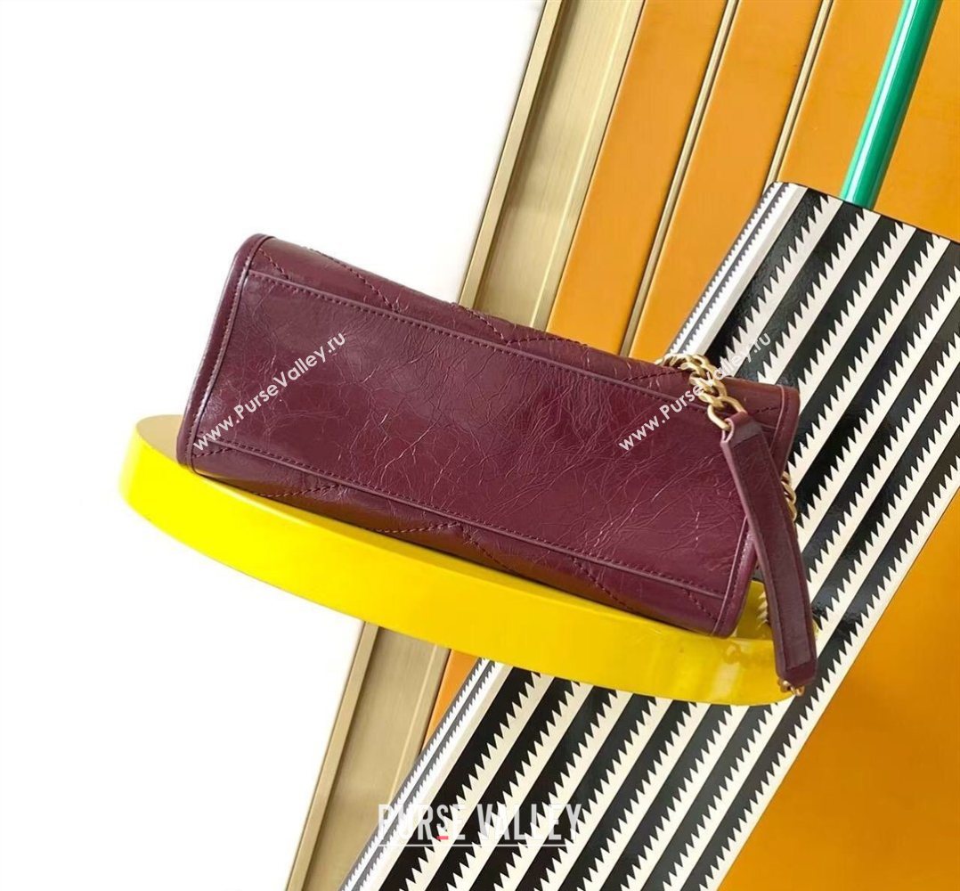 Saint Laurent NIKI small shopping bag in vintage leather Burgundy 2026 872680 (MHUI-260403081)