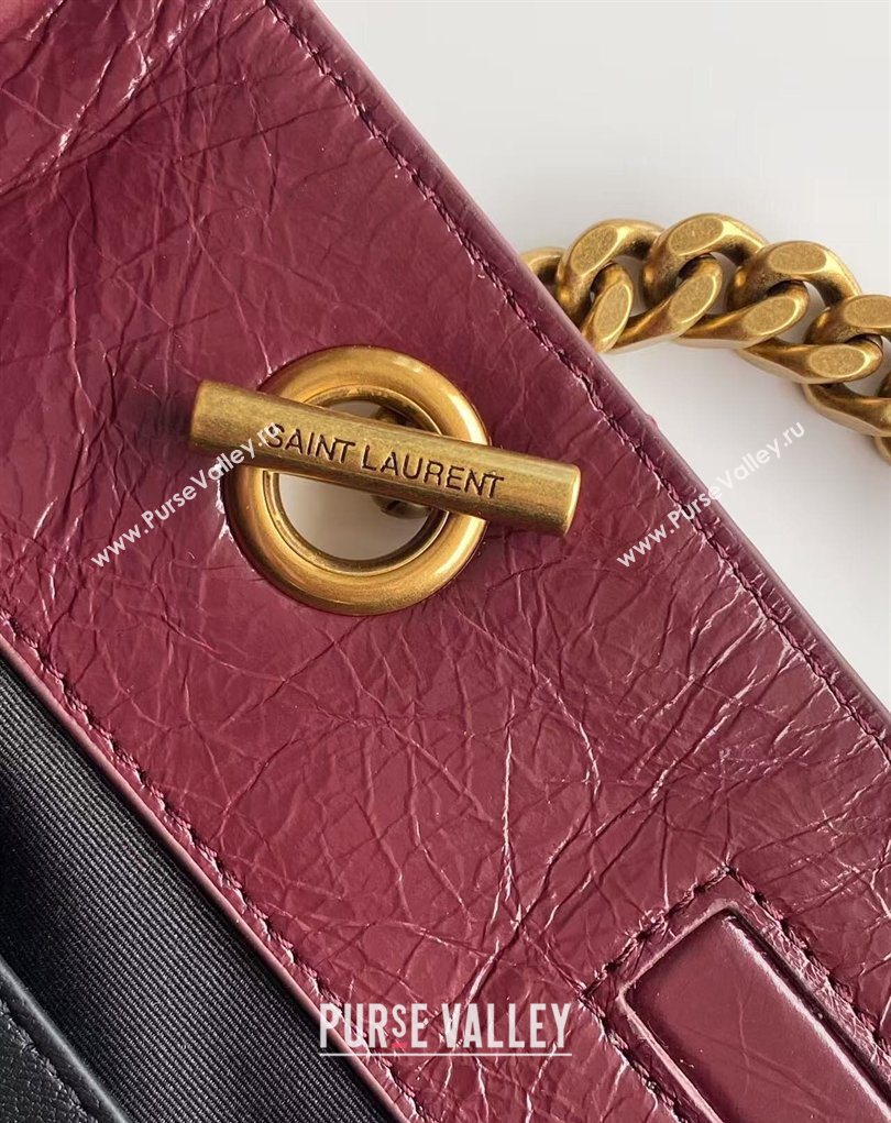 Saint Laurent NIKI small shopping bag in vintage leather Burgundy 2026 872680 (MHUI-260403081)