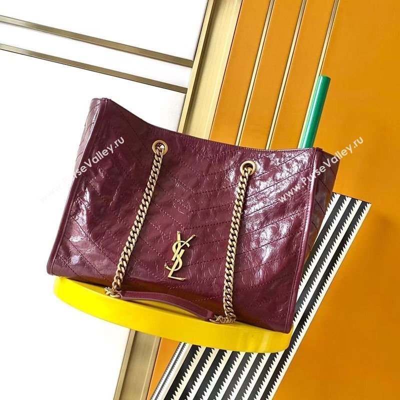 Saint Laurent NIKI shopping bag in vintage leather Burgundy 2026 871151 (MHUI-260403083)