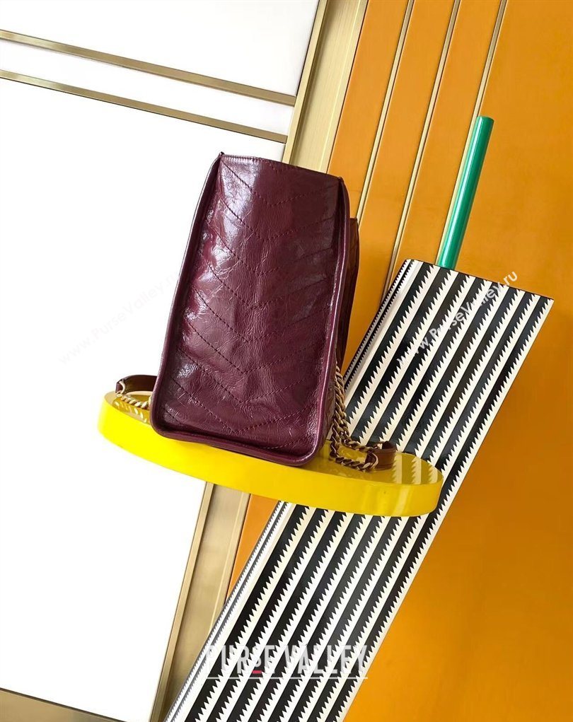 Saint Laurent NIKI shopping bag in vintage leather Burgundy 2026 871151 (MHUI-260403083)