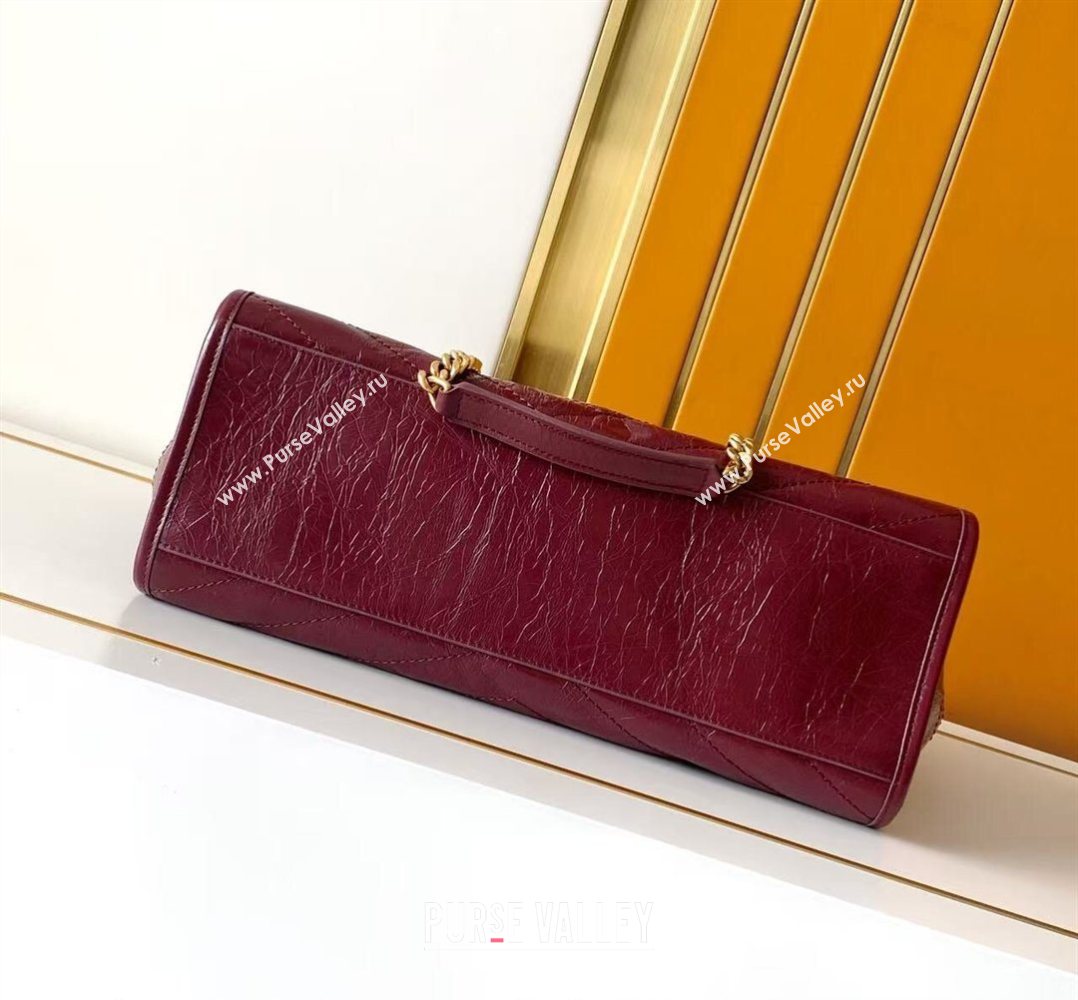 Saint Laurent NIKI shopping bag in vintage leather Burgundy 2026 871151 (MHUI-260403083)