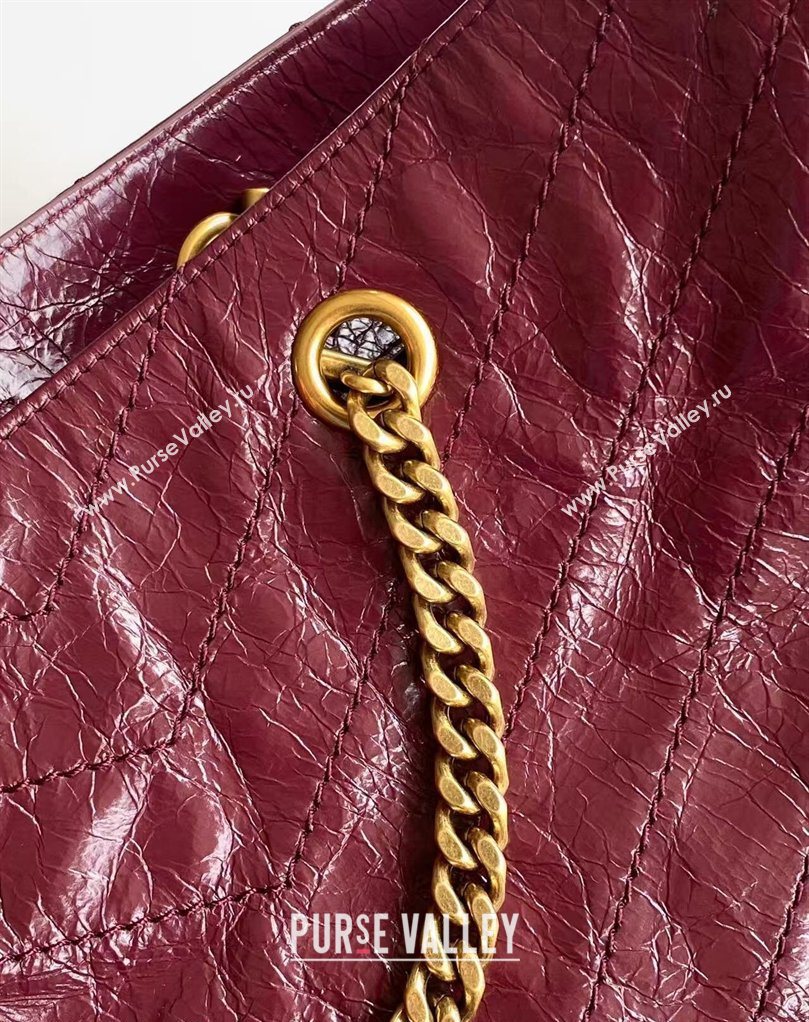 Saint Laurent NIKI shopping bag in vintage leather Burgundy 2026 871151 (MHUI-260403083)