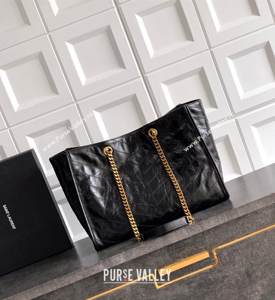 Saint Laurent NIKI shopping bag in vintage leather Black/Gold 2026 871151 (MHUI-260403085)