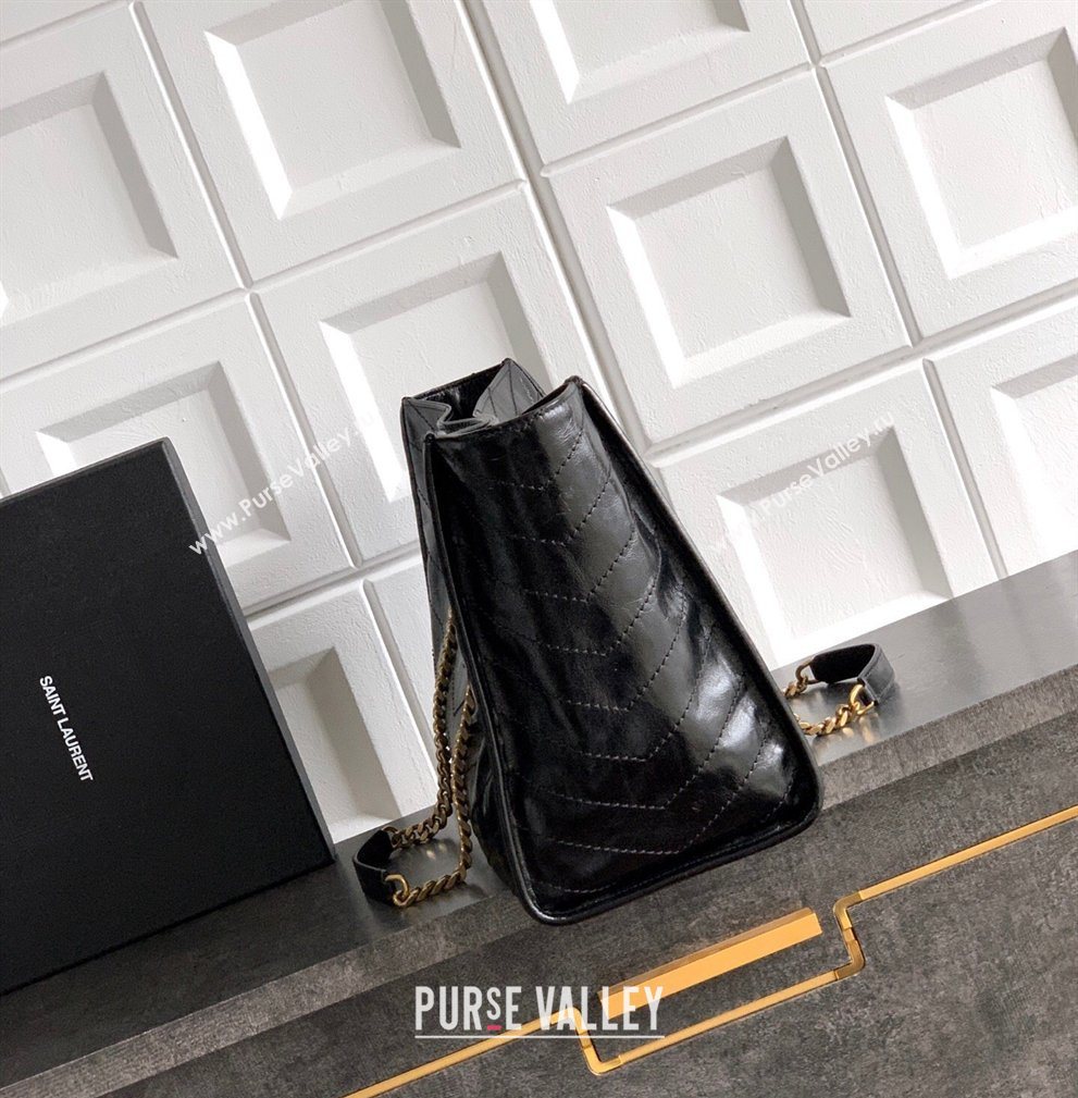 Saint Laurent NIKI shopping bag in vintage leather Black/Gold 2026 871151 (MHUI-260403085)