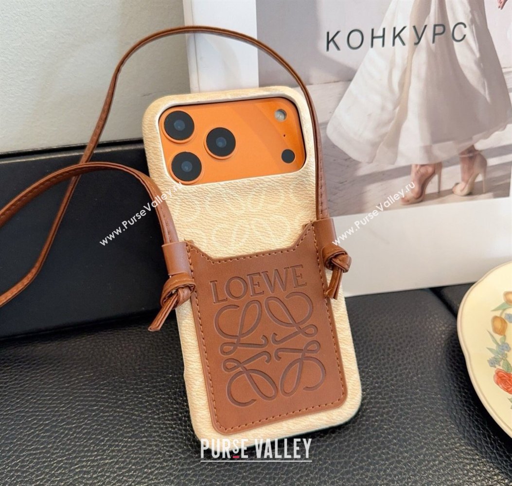 Loewe Anagram iPhone Holder with Strap Beige/Brown 2026 0318 (SHI-260318072)