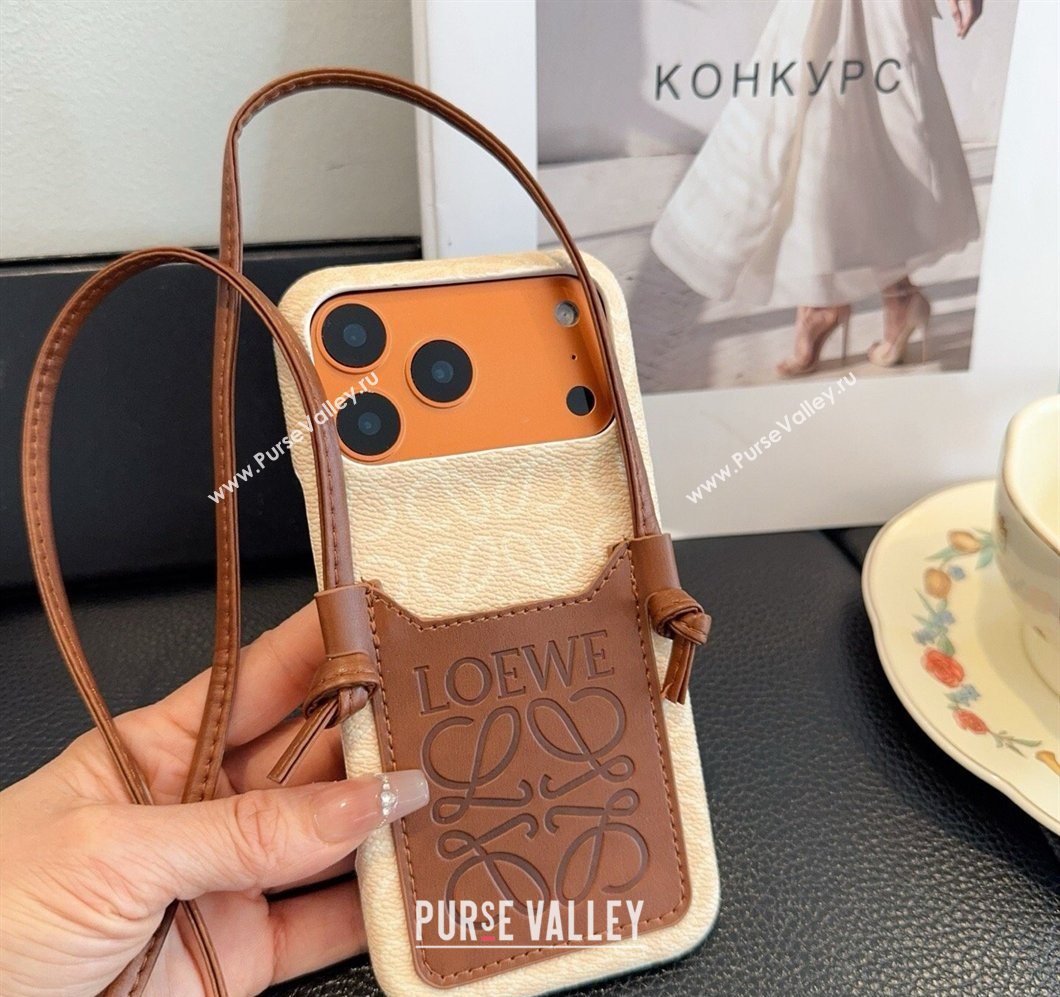 Loewe Anagram iPhone Holder with Strap Beige/Brown 2026 0318 (SHI-260318072)