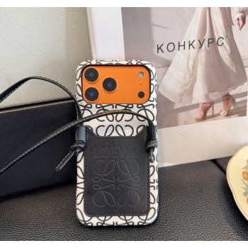 Loewe Anagram iPhone Holder with Strap White/Black 2026 0318 (SHI-260318071)