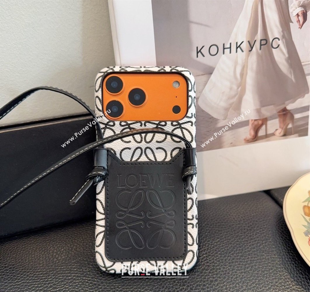 Loewe Anagram iPhone Holder with Strap White/Black 2026 0318 (SHI-260318071)