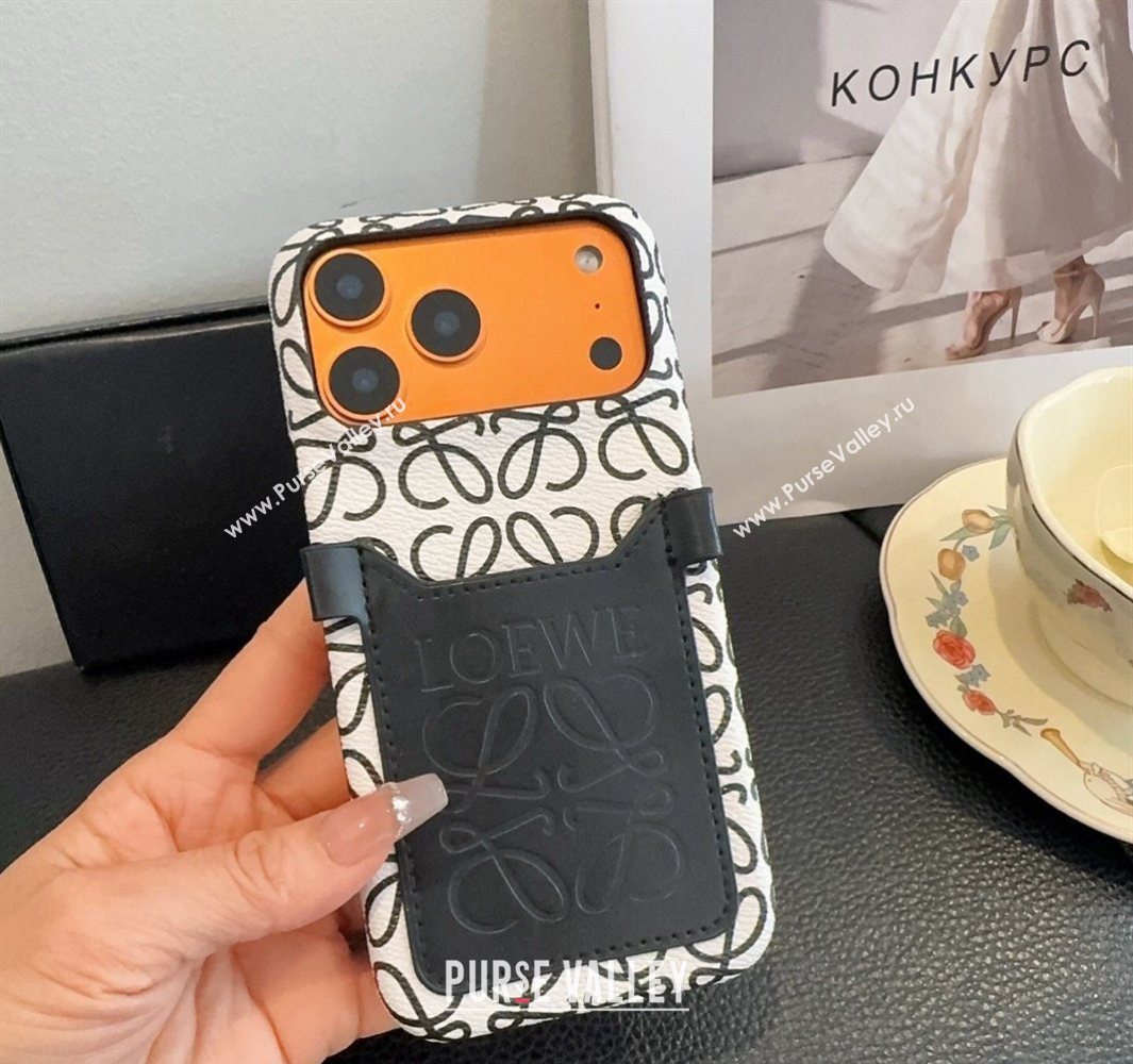 Loewe Anagram iPhone Holder with Strap White/Black 2026 0318 (SHI-260318071)