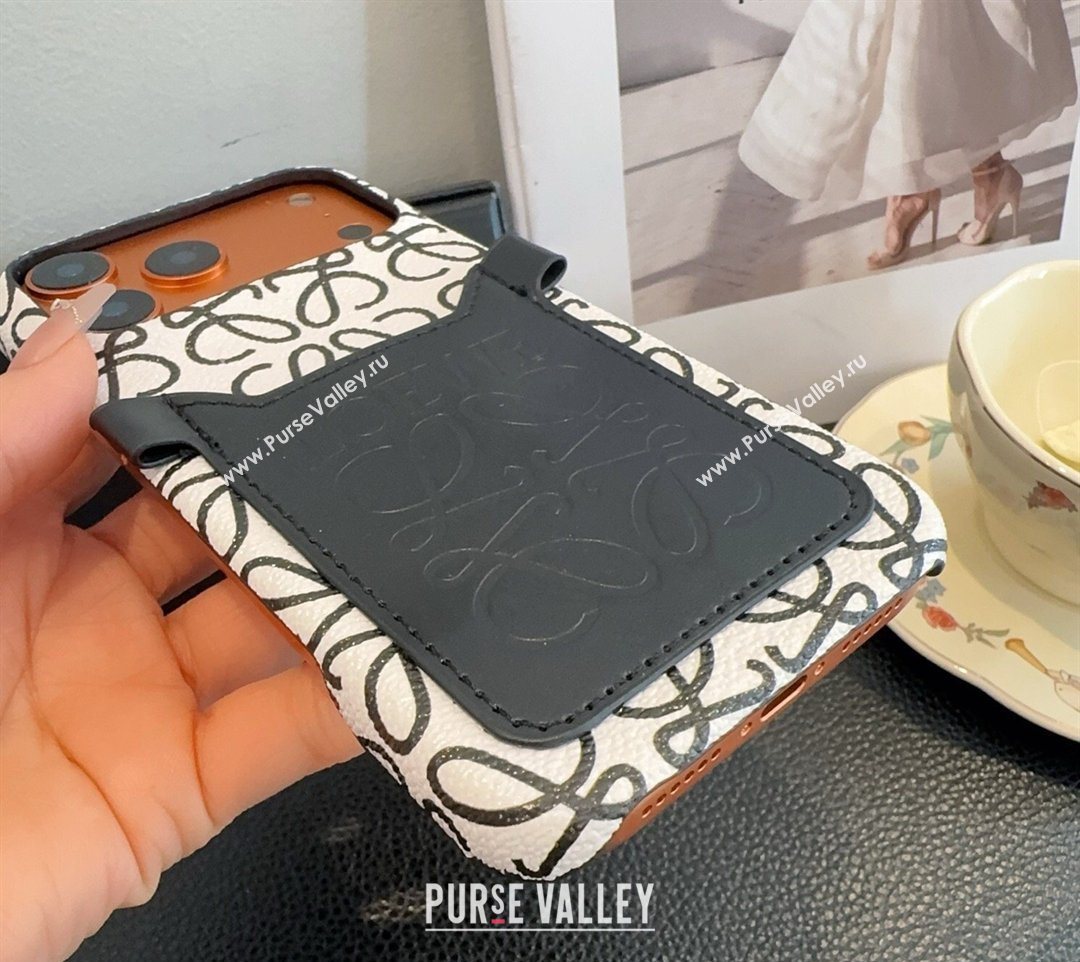 Loewe Anagram iPhone Holder with Strap White/Black 2026 0318 (SHI-260318071)
