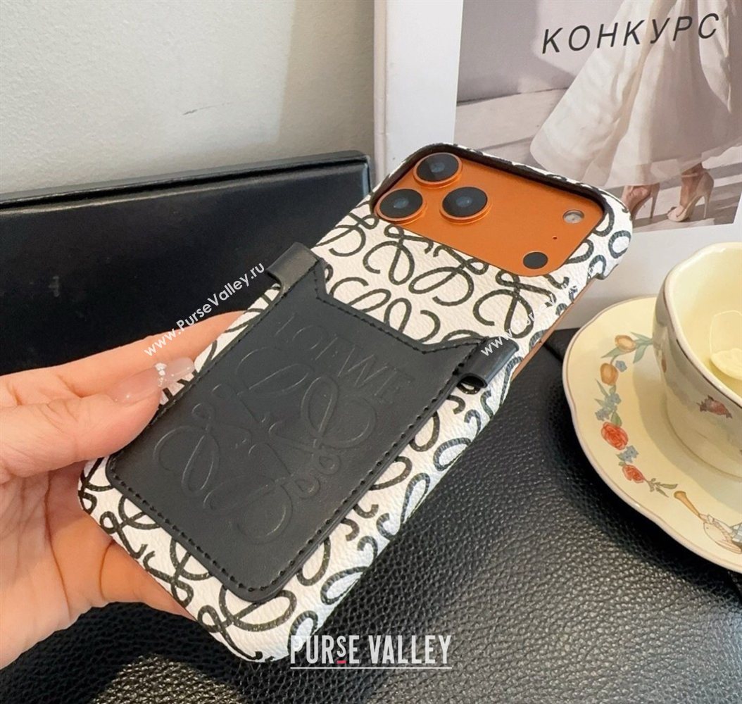 Loewe Anagram iPhone Holder with Strap White/Black 2026 0318 (SHI-260318071)