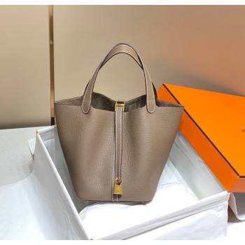 Hermes Picotin Lock Bag 22cm in Togo Calfskin Leather Elephant Grey/Gold 2025 (FL-250808169)