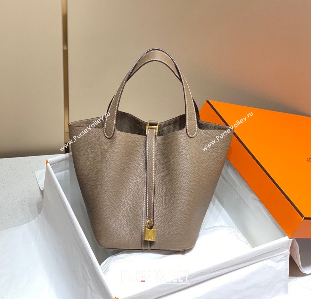 Hermes Picotin Lock Bag 22cm in Togo Calfskin Leather Elephant Grey/Gold 2025 (FL-250808169)