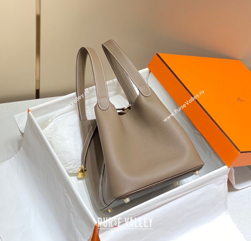 Hermes Picotin Lock Bag 22cm in Togo Calfskin Leather Elephant Grey/Gold 2025 (FL-250808169)