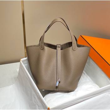 Hermes Picotin Lock Bag 22cm in Togo Calfskin Leather Elephant Grey/Silver 2025 (FL-250808170)