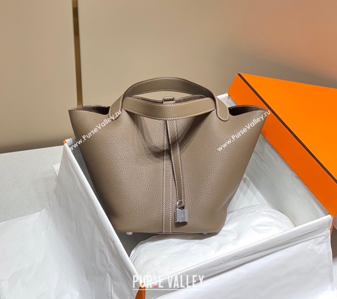 Hermes Picotin Lock Bag 22cm in Togo Calfskin Leather Elephant Grey/Silver 2025 (FL-250808170)