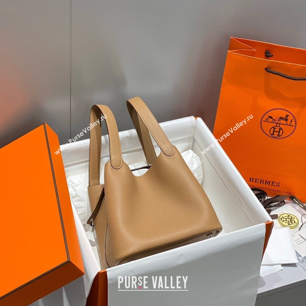 Hermes Picotin Lock Bag 22cm in Togo Calfskin Leather Milk Tea Beige/Silver 2025 (FL-250808173)