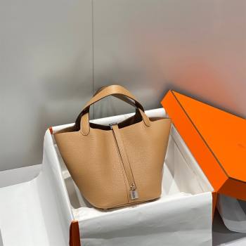 Hermes Picotin Lock Bag 22cm in Togo Calfskin Leather Milk Tea Beige/Silver 2025 (FL-250808173)