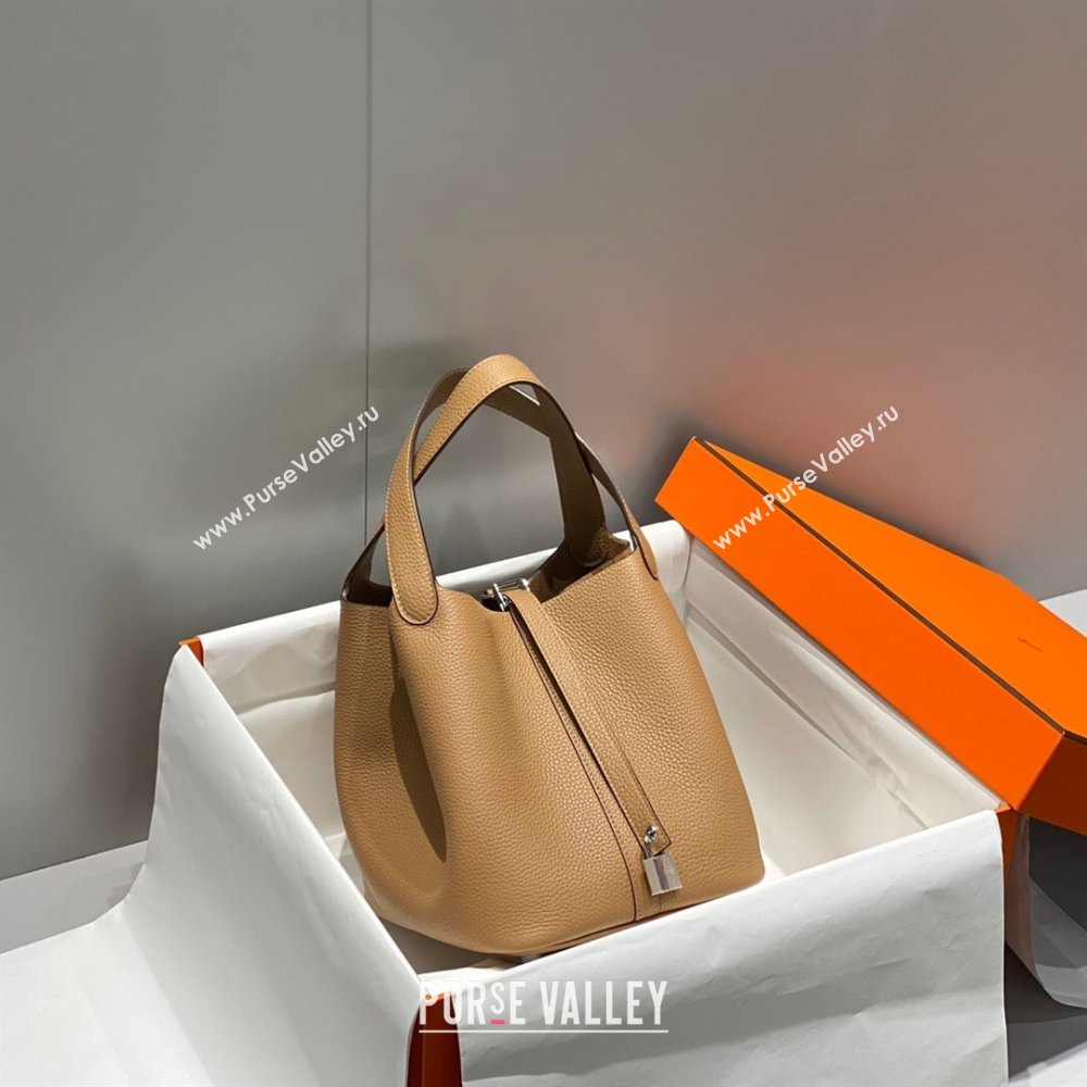 Hermes Picotin Lock Bag 22cm in Togo Calfskin Leather Milk Tea Beige/Silver 2025 (FL-250808173)