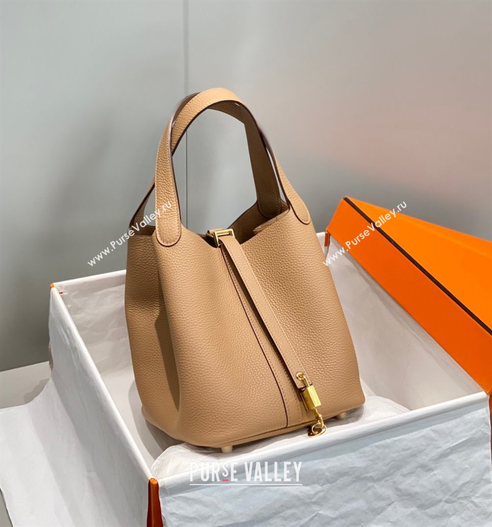 Hermes Picotin Lock Bag 22cm in Togo Calfskin Leather Milk Tea Beige/Gold 2025 (FL-250808174)