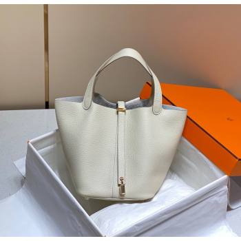 Hermes Picotin Lock Bag 22cm in Togo Calfskin Leather Wool White 2025 (FL-250808176)
