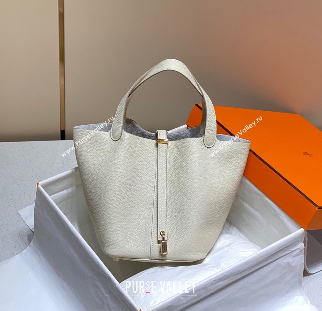 Hermes Picotin Lock Bag 22cm in Togo Calfskin Leather Wool White 2025 (FL-250808176)