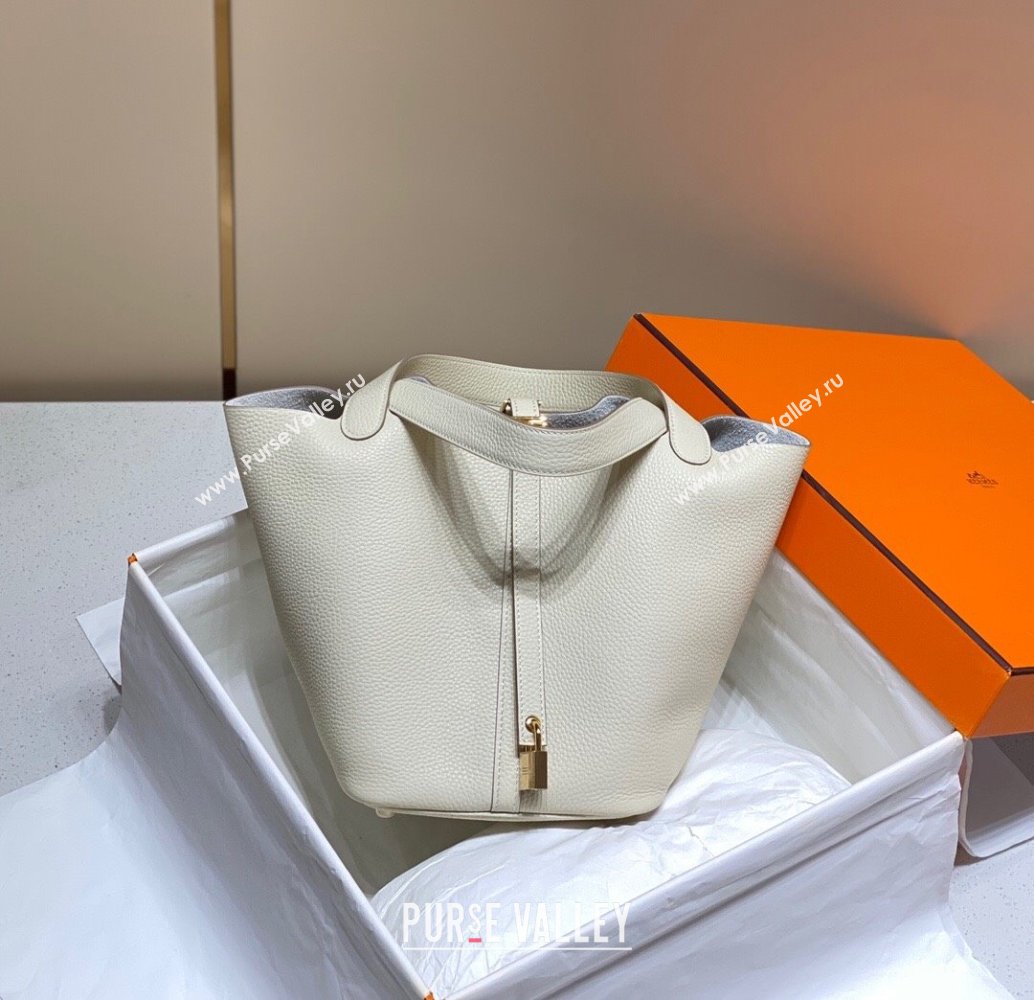 Hermes Picotin Lock Bag 22cm in Togo Calfskin Leather Wool White 2025 (FL-250808176)