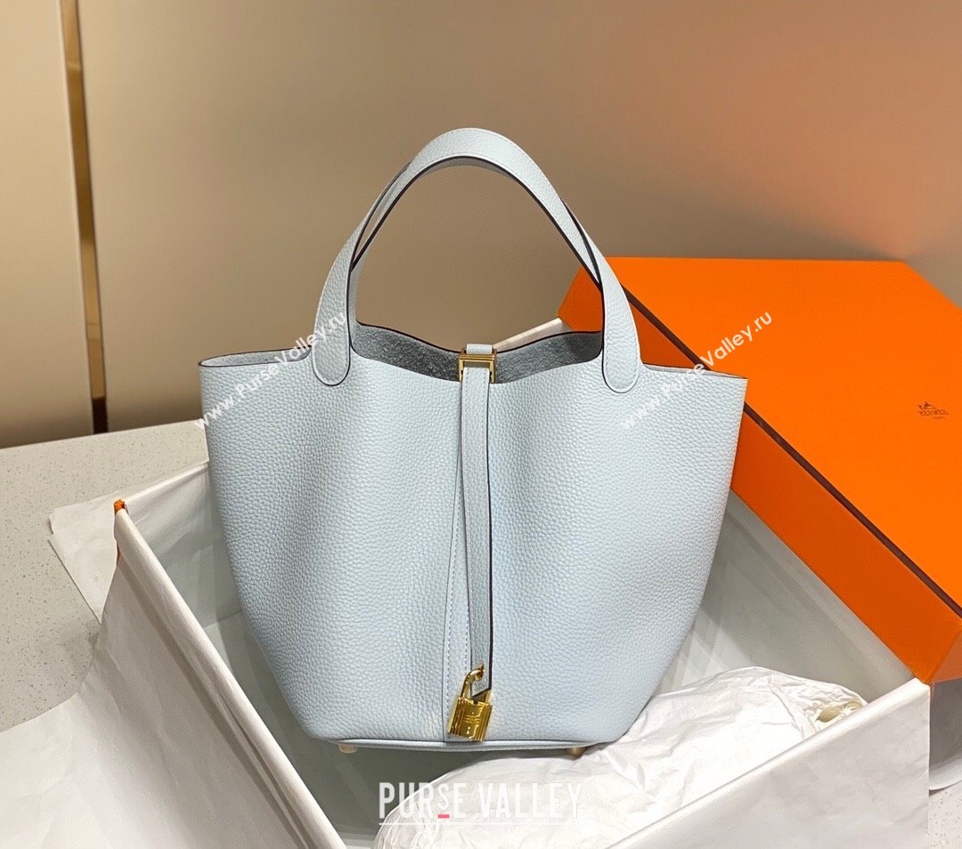 Hermes Picotin Lock Bag 22cm in Togo Calfskin Leather Grail Blue 2025 (FL-250808158)