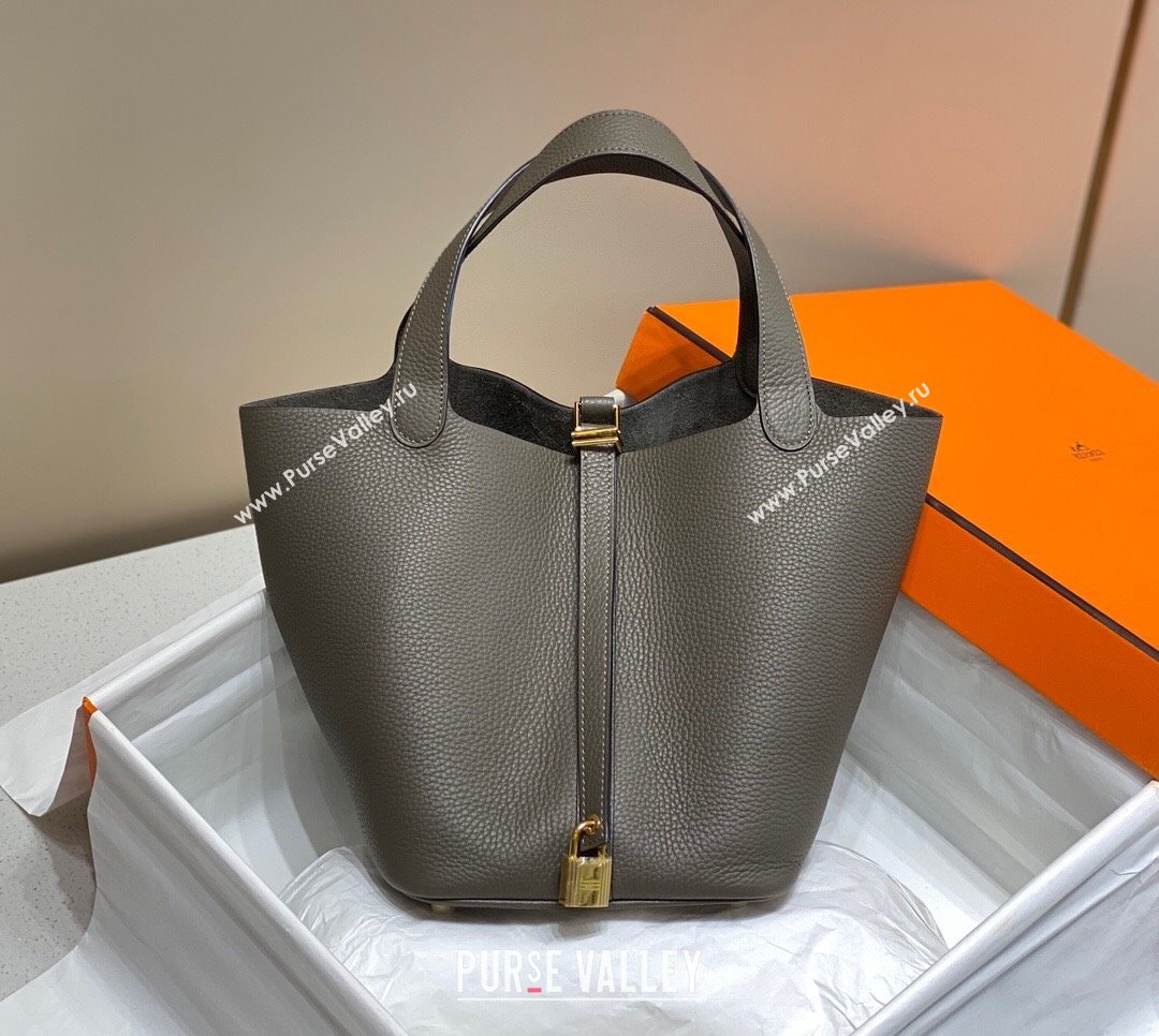 Hermes Picotin Lock Bag 22cm in Togo Calfskin Leather Tin Grey 2025 (FL-250808161)