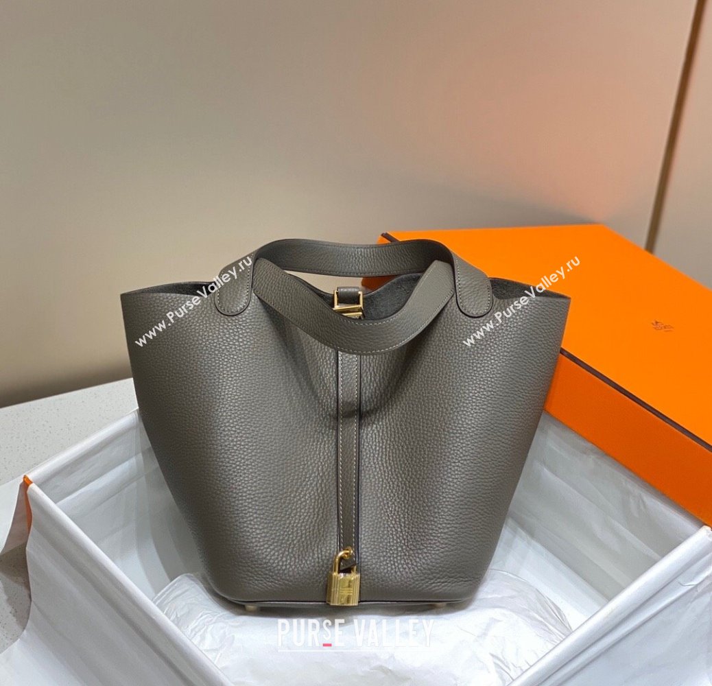 Hermes Picotin Lock Bag 22cm in Togo Calfskin Leather Tin Grey 2025 (FL-250808161)