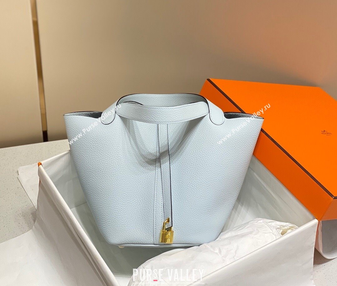 Hermes Picotin Lock Bag 22cm in Togo Calfskin Leather Grail Blue 2025 (FL-250808158)