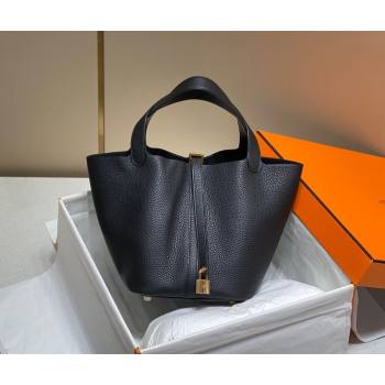 Hermes Picotin Lock Bag 22cm in Togo Calfskin Leather Black/Gold 2025 (FL-250808162)