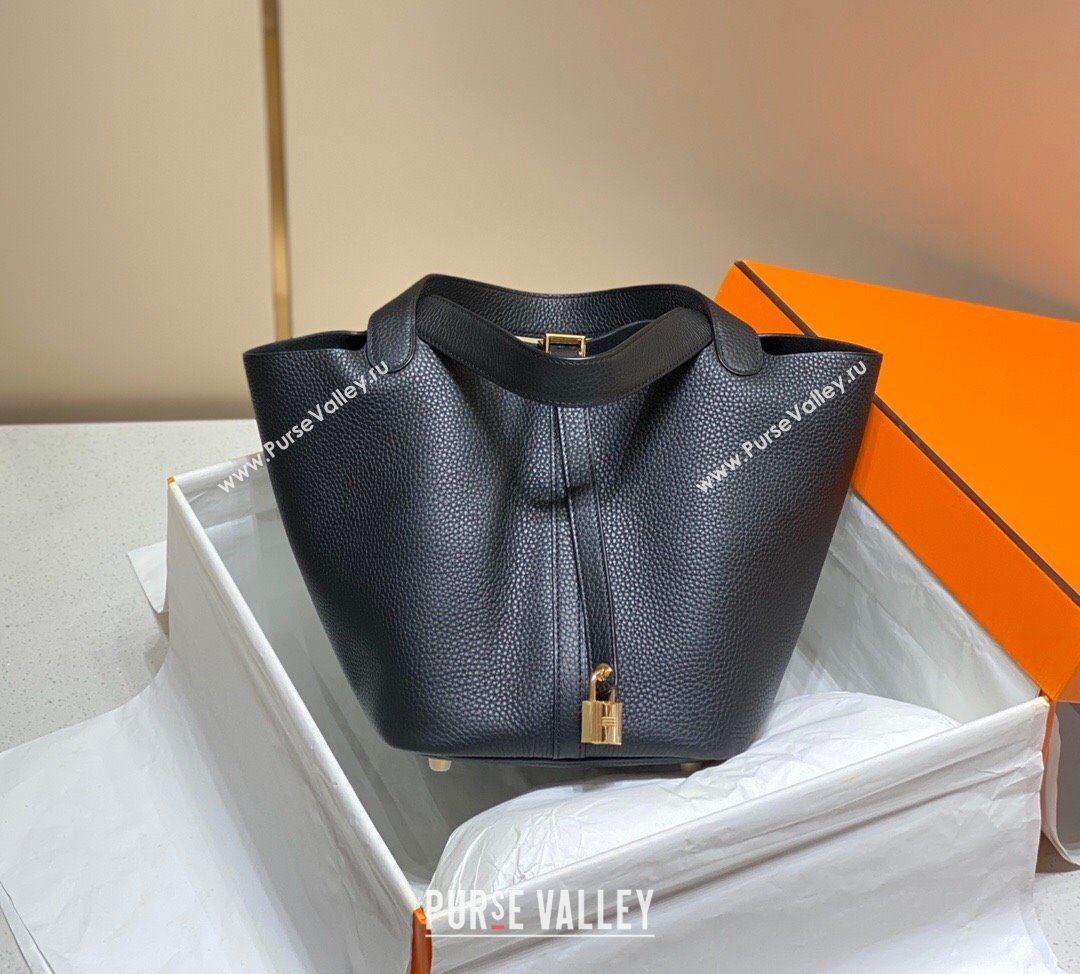 Hermes Picotin Lock Bag 22cm in Togo Calfskin Leather Black/Gold 2025 (FL-250808162)