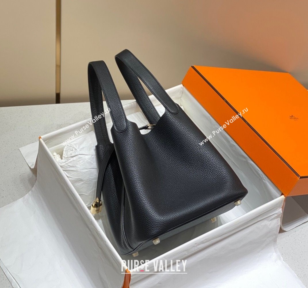 Hermes Picotin Lock Bag 22cm in Togo Calfskin Leather Black/Gold 2025 (FL-250808162)