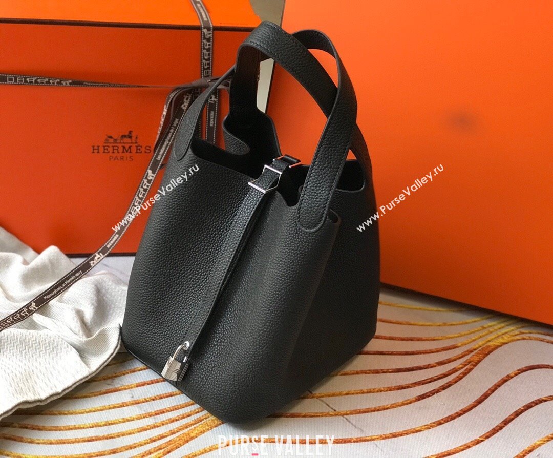 Hermes Picotin Lock Bag 22cm in Togo Calfskin Leather Black/Silver 2025 (FL-250808163)