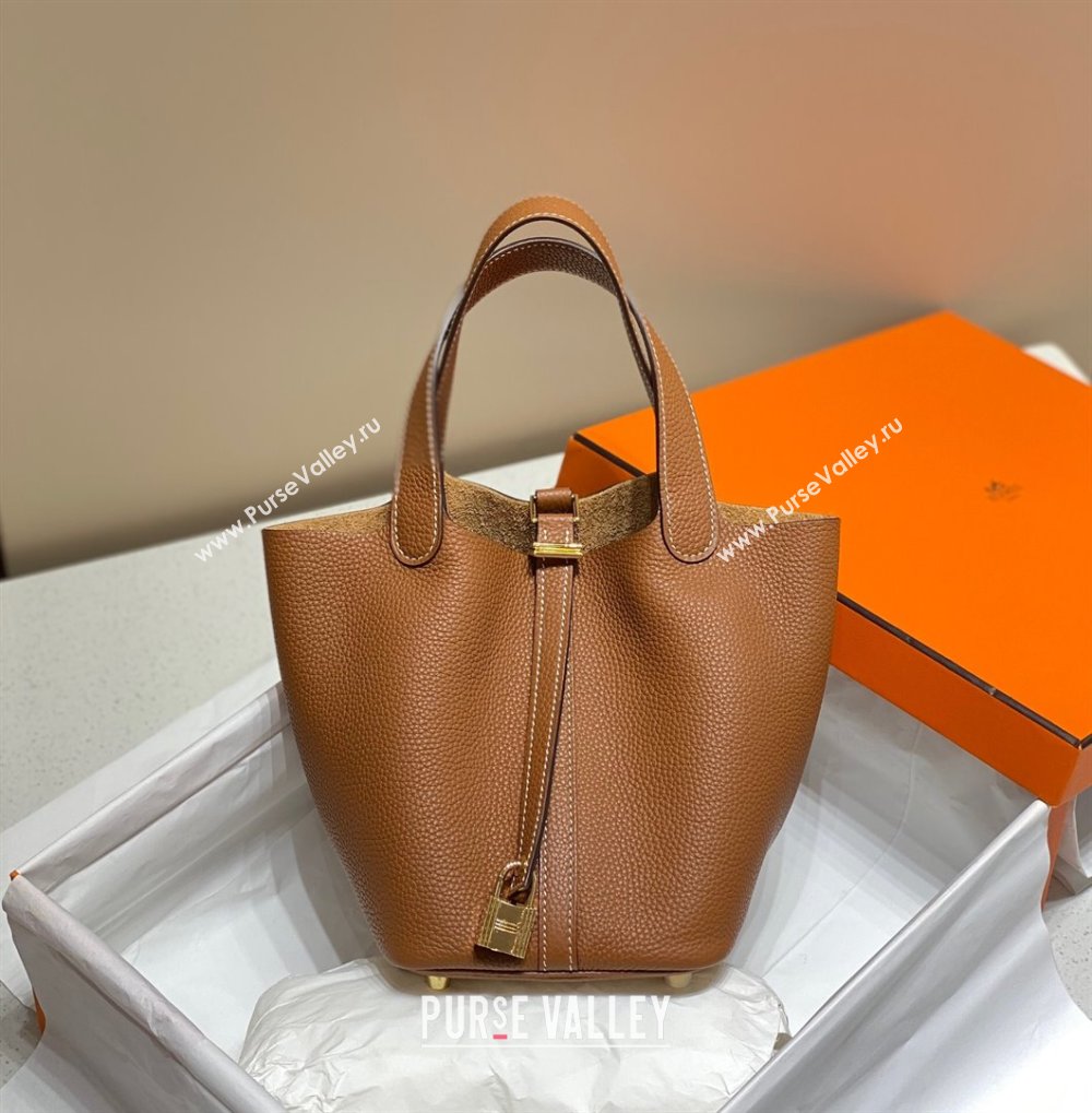 Hermes Picotin Lock Bag 22cm in Togo Calfskin Leather Brown/Gold 2025 (FL-250808164)
