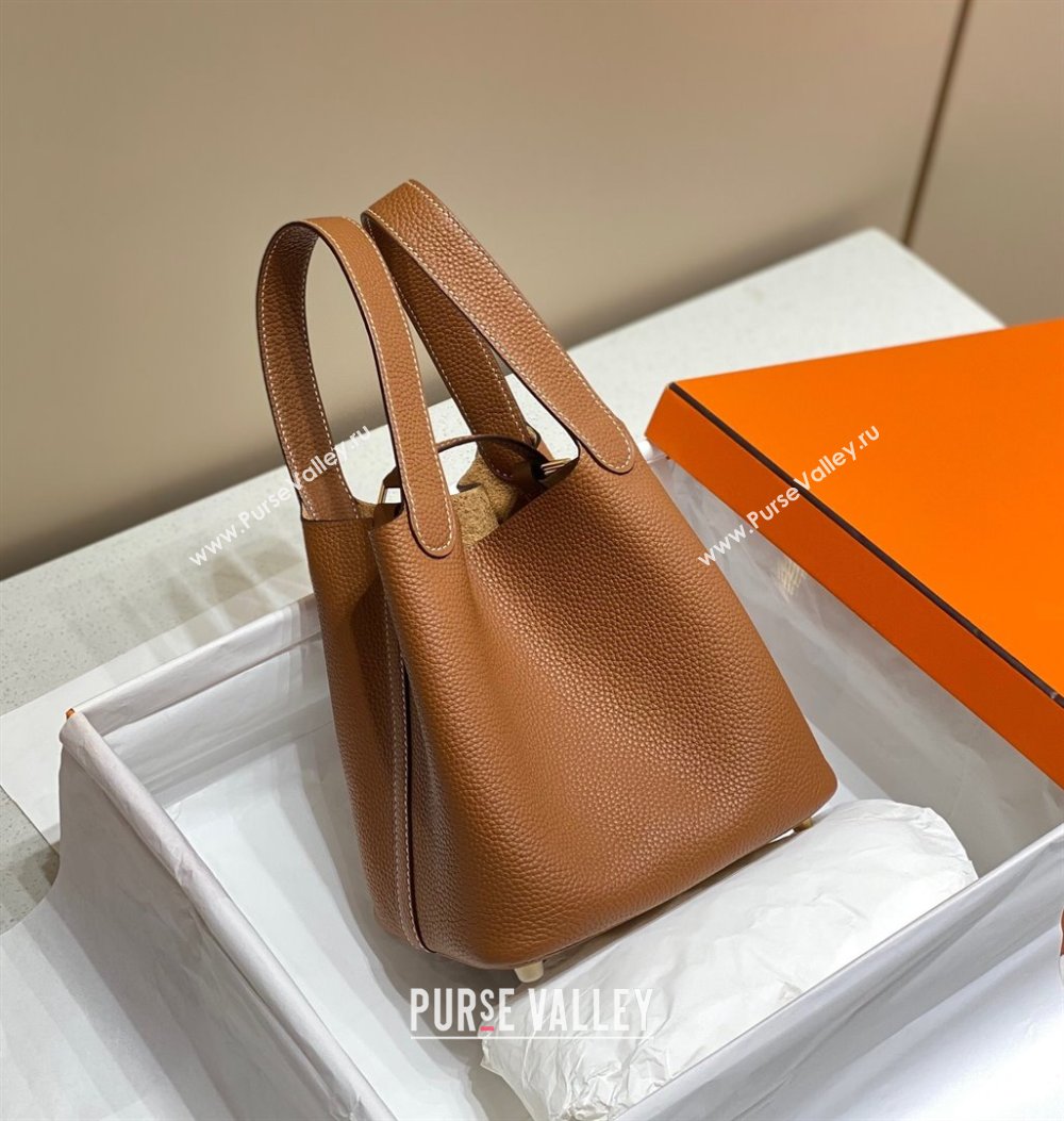 Hermes Picotin Lock Bag 22cm in Togo Calfskin Leather Brown/Gold 2025 (FL-250808164)