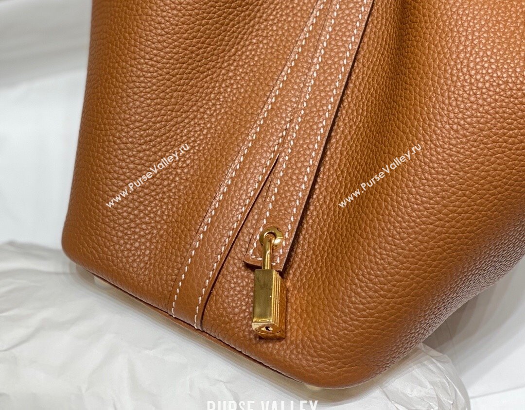 Hermes Picotin Lock Bag 22cm in Togo Calfskin Leather Brown/Gold 2025 (FL-250808164)